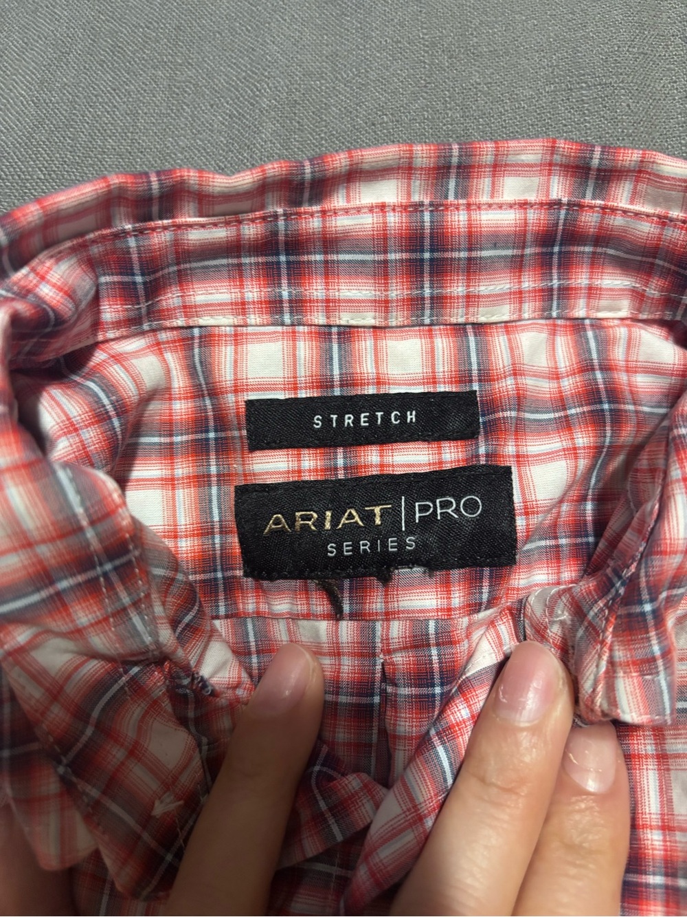 Ariat Red and White Plaid Stretch Button-Down Shirt
